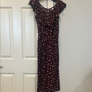 Justice Burgundy Floral Romper